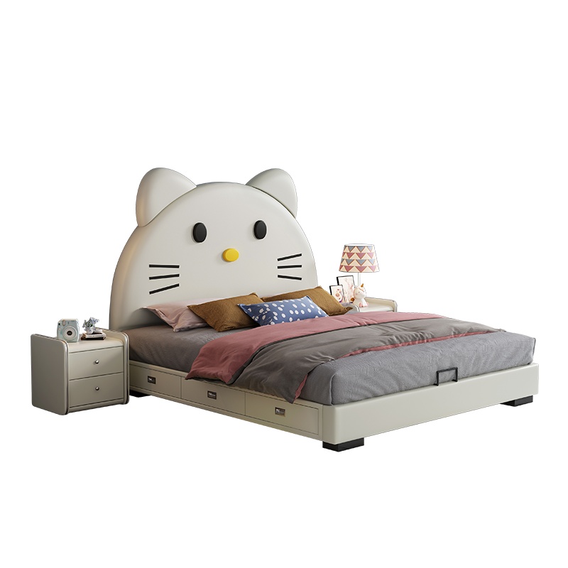 徘徊生活 儿童床现代简约皮床1.5米男孩女孩卡通床1.2米科技布床动物床