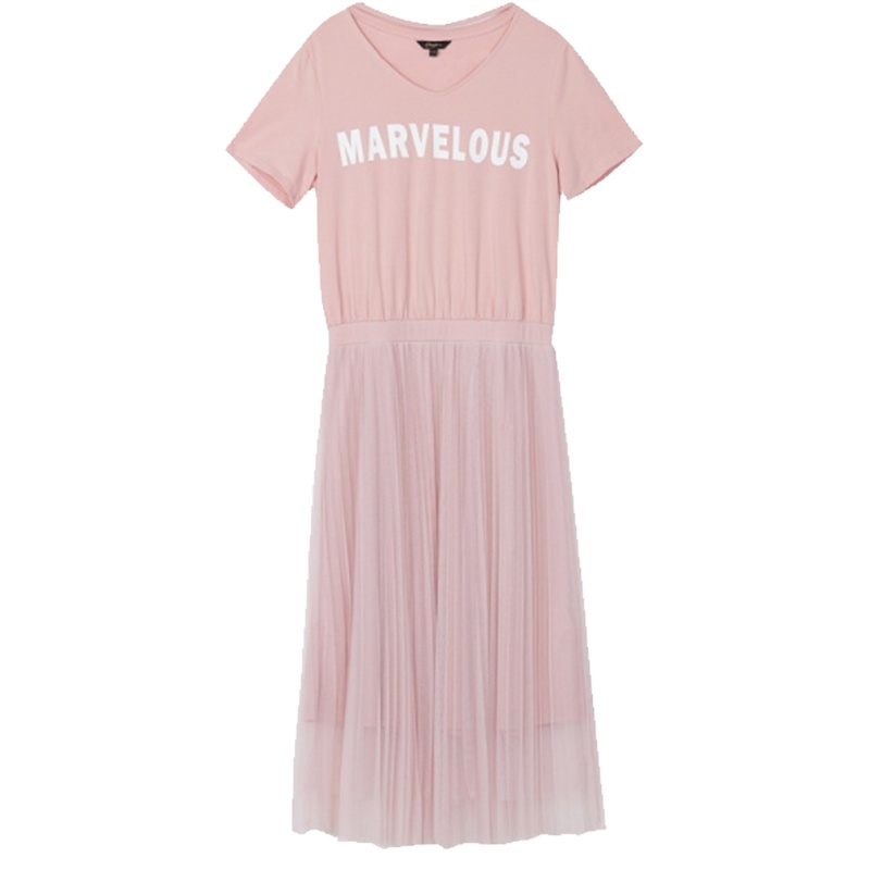 【专柜同款】拉夏贝尔新款女装夏季法国小众连衣裙高腰清新T恤网纱仙女裙子30092406