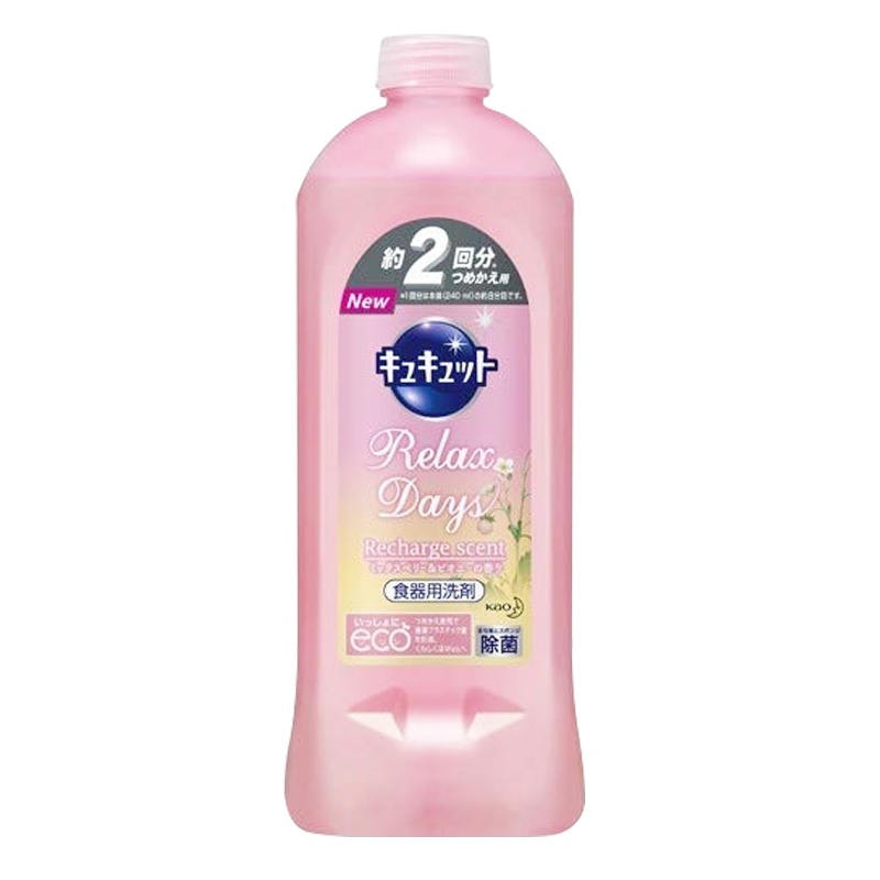 花王(KAO) Cu Cute 水果蔬菜餐具用浓缩洗洁精 混合芍药浆果香 替换装 385ml