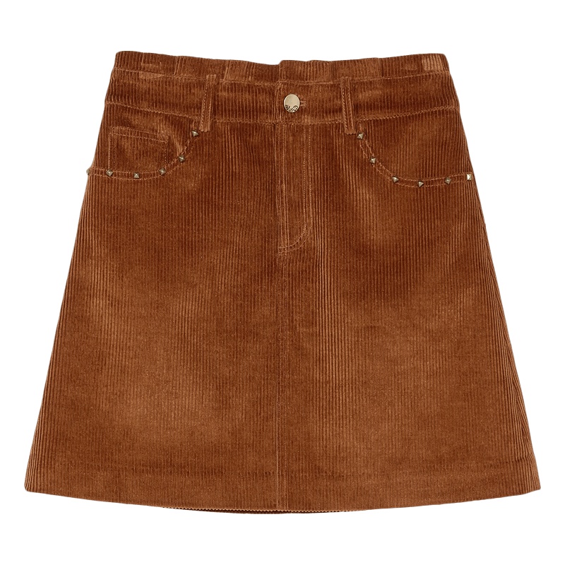 2019爱居兔秋季女装铆钉装饰A字版型单裙