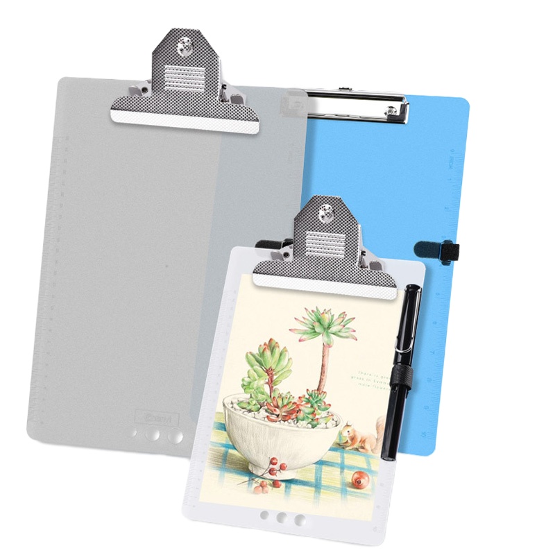 创易 A4写字板夹板学生多功能文件夹透明写字垫板夹子办公文具 CY0261 5件装