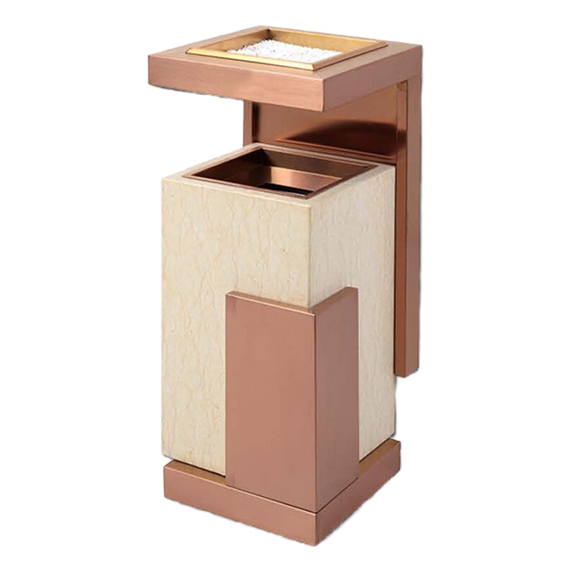 b2V 优客欧式大理石垃圾桶 HB-618 300*300*700 360*360*480 玫瑰金米黄石
