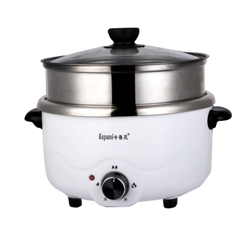 卡普尼电火锅DA-G801白色 多功能电炒锅电热火锅锅家用电锅学生蒸煮宿舍饭烧烤一体锅