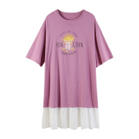 猫人女士夏季时尚休闲简约短袖睡裙家居服