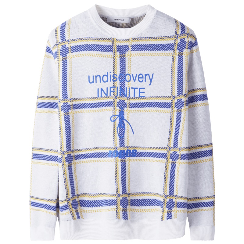 马克华菲针织衫男冬季格子宽松套头毛衣