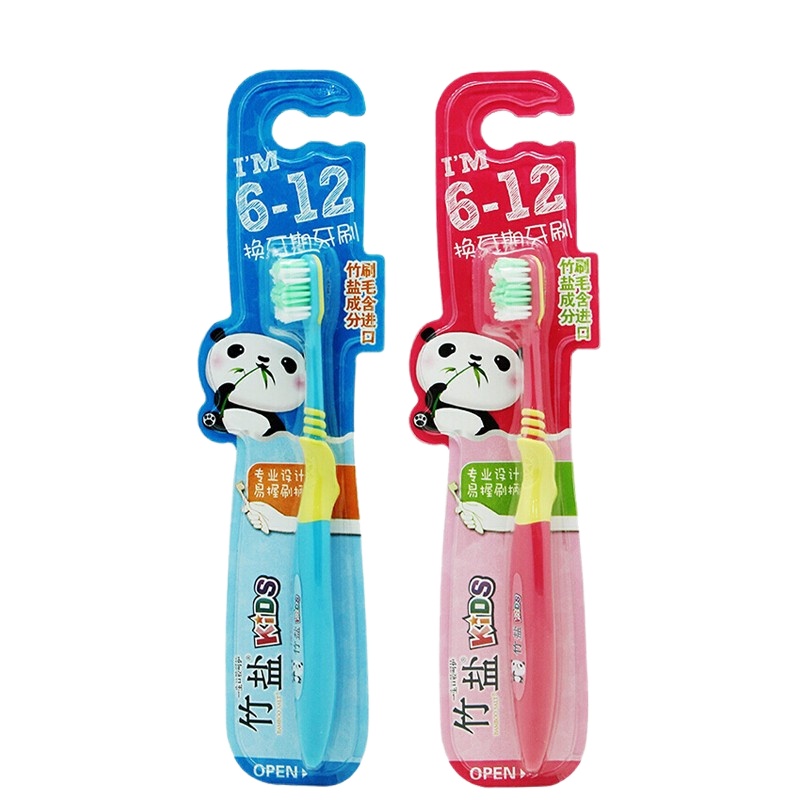 LG竹盐 6-12换牙期儿童牙刷单支装(两种颜色随机发)进口竹盐成分细软毛