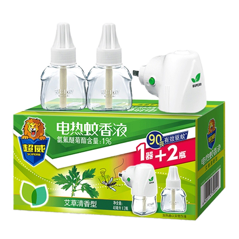 超威电热蚊香液艾草清香型2瓶1器电子驱蚊器灭蚊驱蚊液神器家用驱蚊驱虫