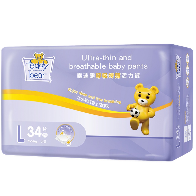 泰迪熊Teddy Bear呼吸特薄拉拉裤L34片(9-14公斤)婴儿尿不湿