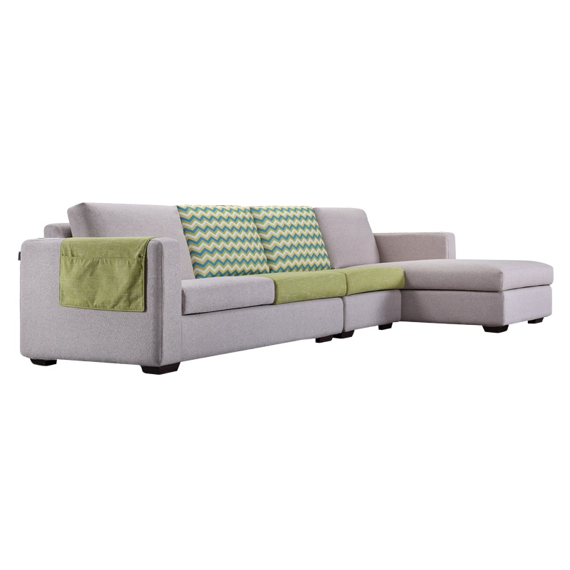 左右布艺沙发可拆洗 简约现代大户型客厅家具转角带贵妃位组合DZY2509