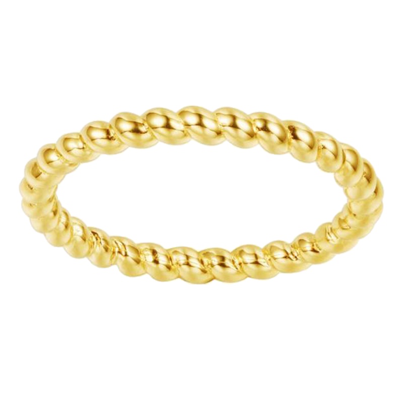 apm MONACO金黄色经典螺旋小925银戒指女士指环单圈时尚首饰食指戒欧美风格A19306Y