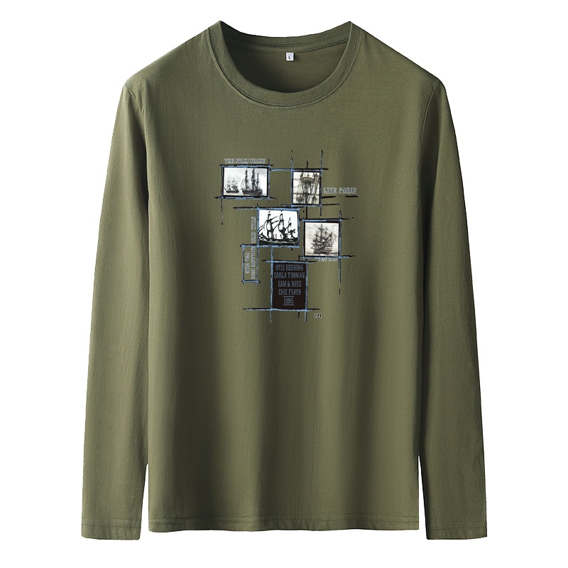 雅鹿男装男士休闲舒适长袖T袖YLZYLT1822S3M