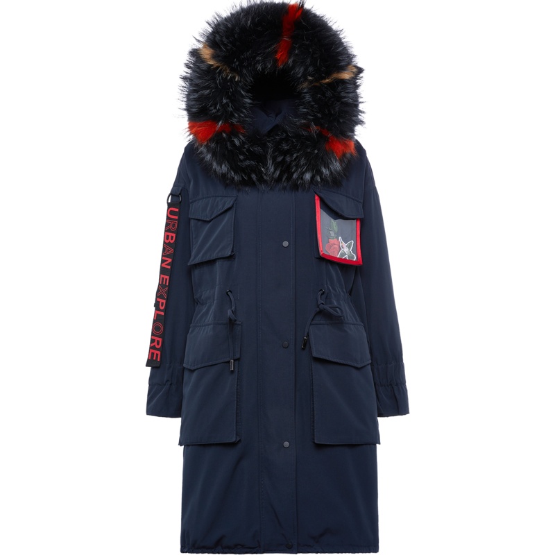 新款波司登羽绒服女玫瑰花系列时尚修身中长款外套