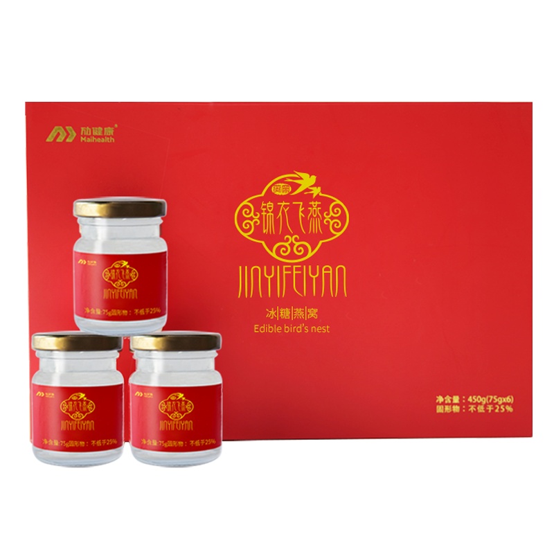 知一堂 锦衣飞燕冰糖即食燕窝75g*6瓶 开罐即食 孕妇营养品男女滋补礼盒装