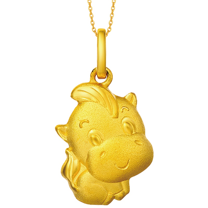 周大福珠宝首饰生肖龙足金黄金吊坠计价（工费58元）F199497