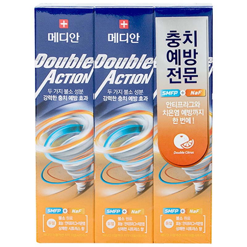 麦迪安MEDIAN双效防蛀牙柑橘味120g*3
