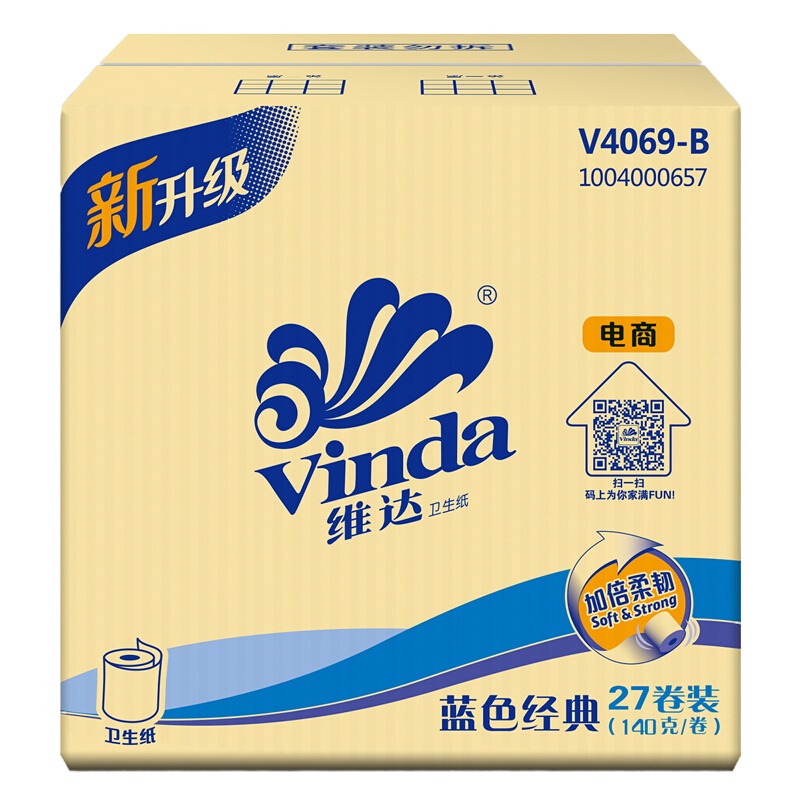 维达(Vinda) 卷纸 蓝色经典4层140g卫生纸巾27卷