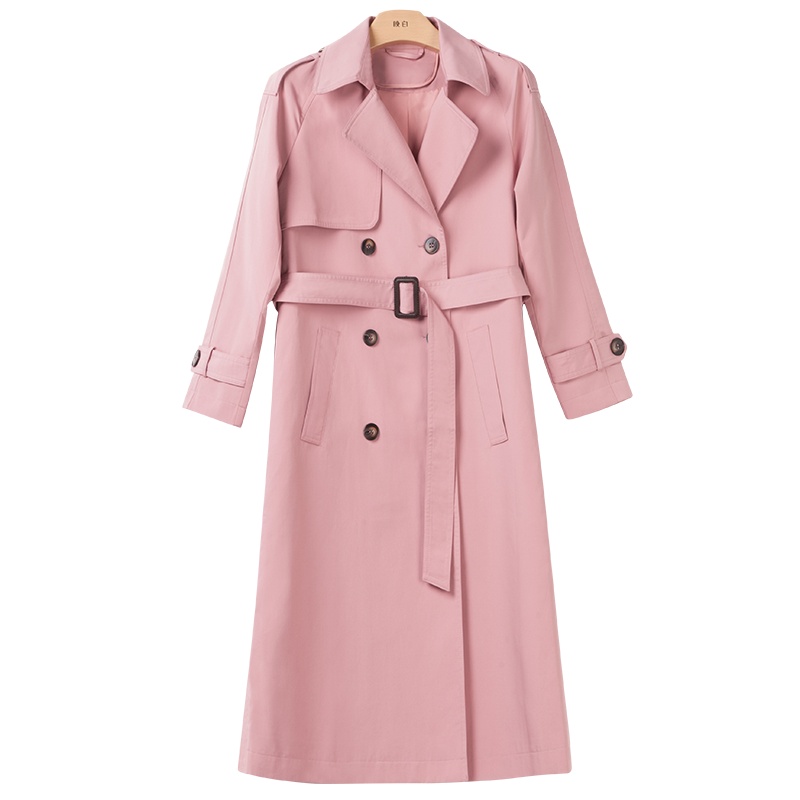 晚白2021春季新品时尚纯色百搭翻领长袖休闲减龄通勤长风衣外套女