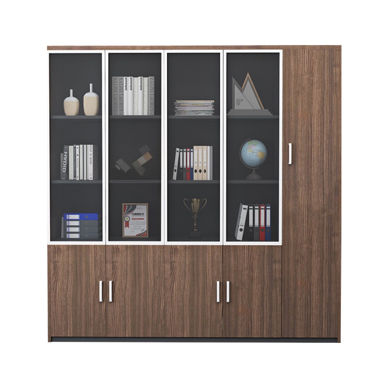 永格文件柜档案柜办公室板式玻璃木质文件柜财务柜带锁双门储物柜资料柜木质办公柜五门