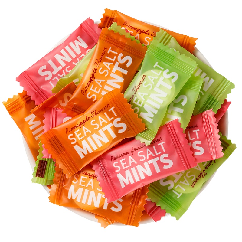 [满199减125元]比比赞海盐青柠味薄荷糖500g招待糖果网红老式强劲型维C清凉口气清新糖散装