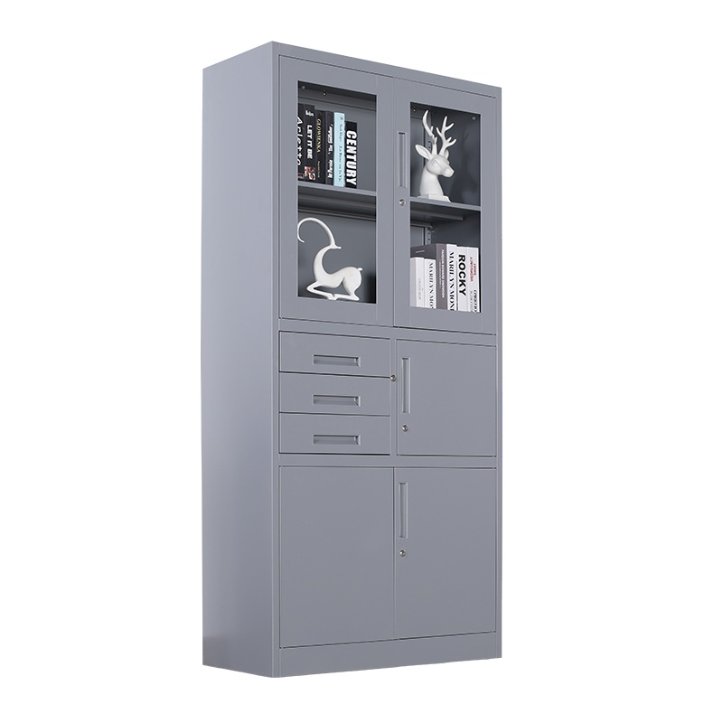 [红心家居]铁皮文件柜 钢制偏三斗保险对开铁门文件柜 档案柜资料柜