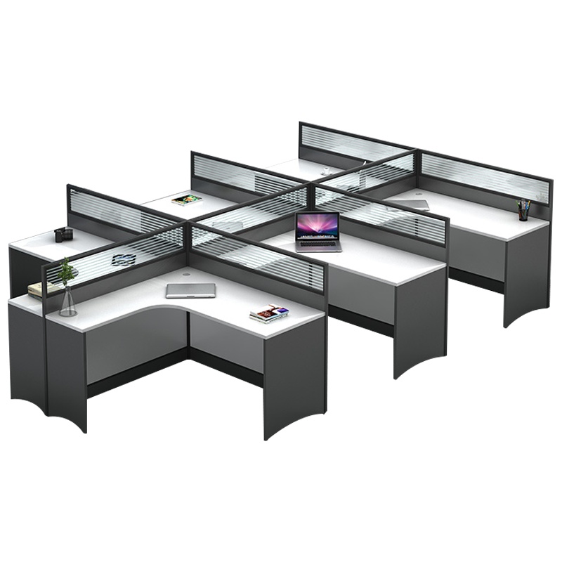 创世人 办公家具弧形工位办公桌4人位6人位办公室卡座员工电脑桌简约职员桌椅组合屏风卡位工位桌