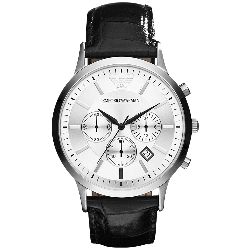 阿玛尼(EMPORIO ARMANI)男士三眼日历手表 欧美品牌时尚石英表男 AR2432