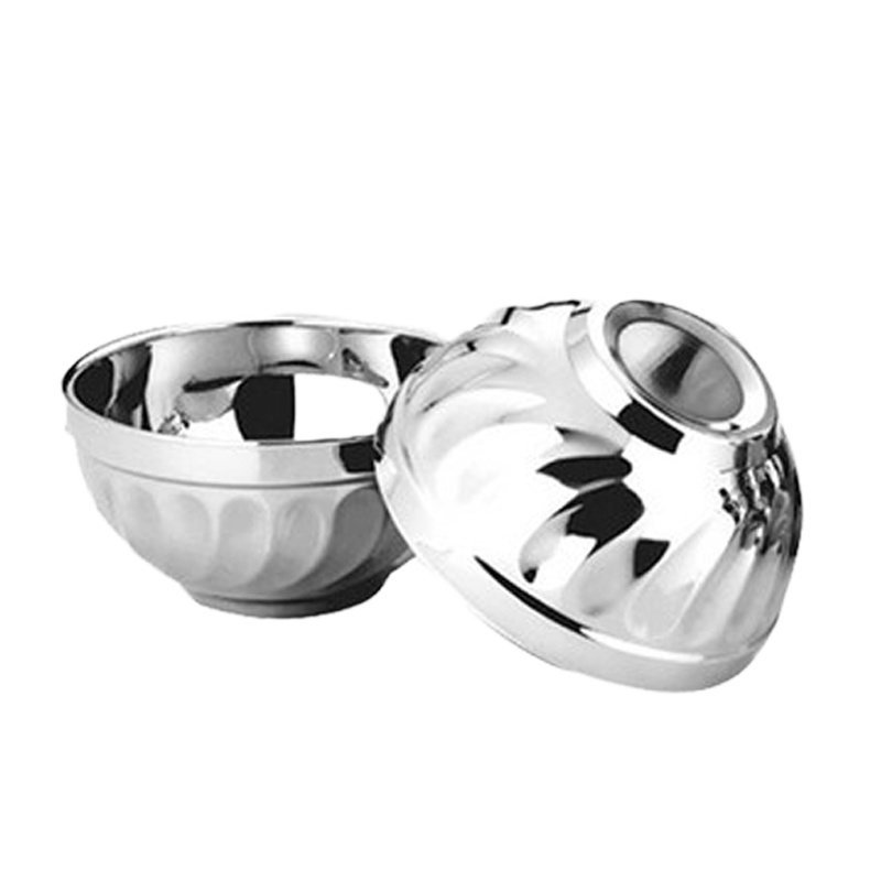 今创(jinchuang) 学校单位食堂商用13cm加深精抛型厚实玉兰碗汤碗饭碗特厚不锈钢隔热防烫简约碗