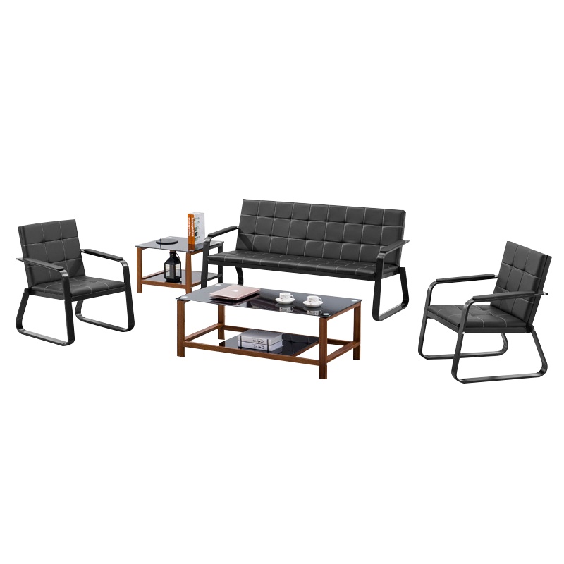 梦商 三人位 五金家具 公共休息椅 沙发 商务接待椅 办公茶几组合