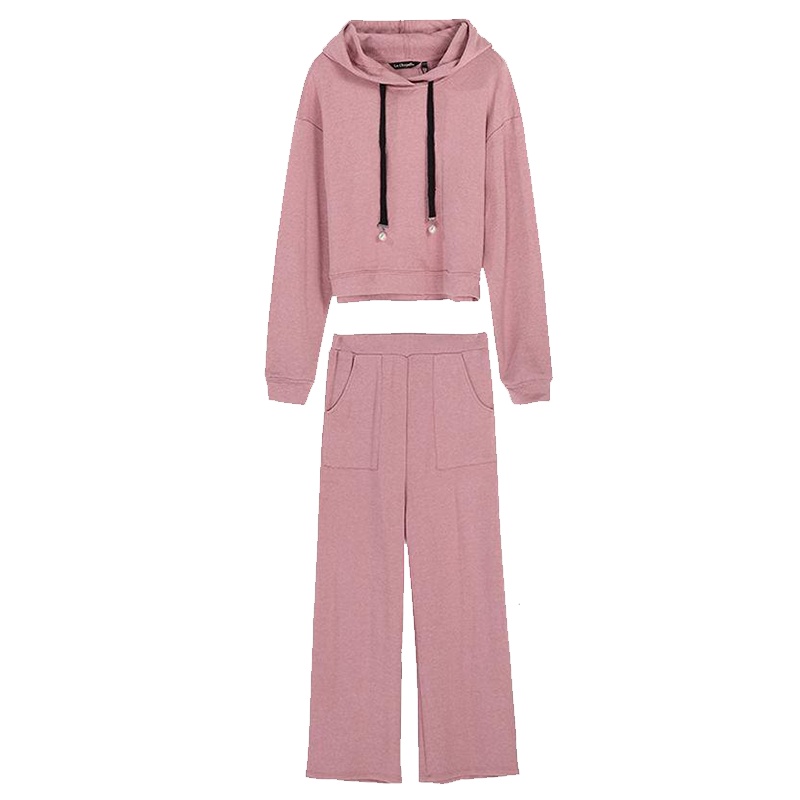 上新拉夏贝尔秋冬连帽卫衣阔腿裤两件上衣直筒裤子休闲百搭时尚套装10017617