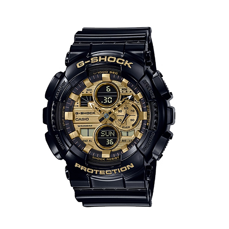 卡西欧(CASIO) 复古设计 金属色配色 防水防震运动石英表男GA-140GB-1A1