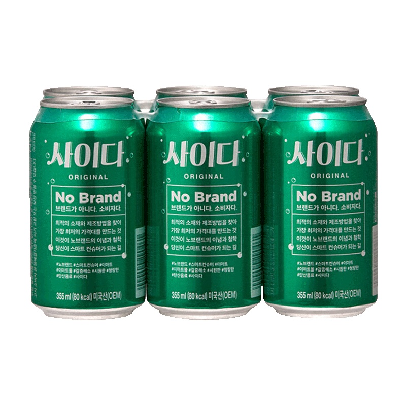 [韩国人气雪碧]NoBrand 韩国人气雪碧 355ml*6罐装 进口饮料 碳酸饮料 韩国进口