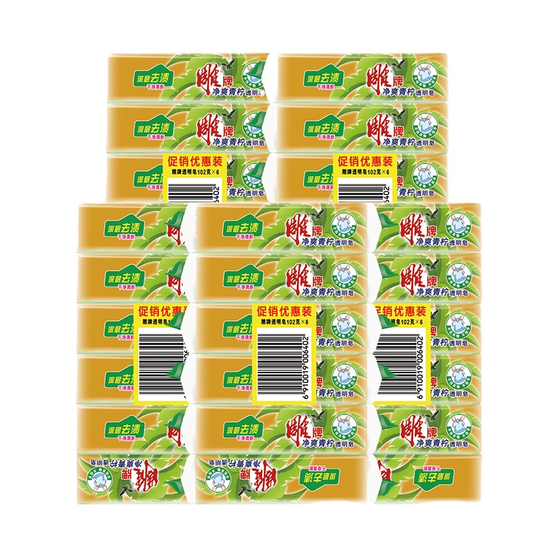 雕牌 青柠飘香 深层去渍 透明皂 102G 6块装(计价单位:块)