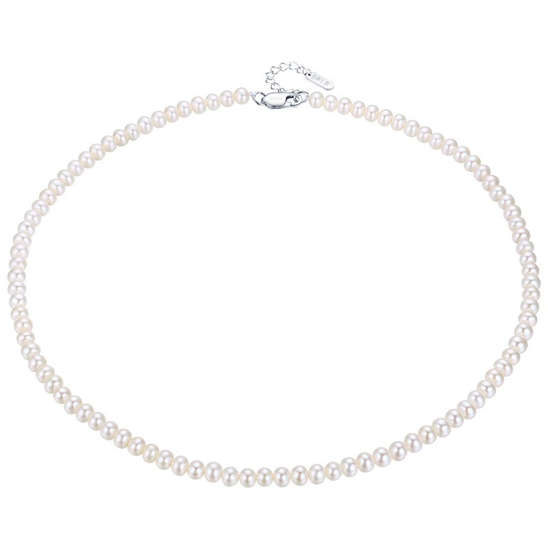 佰色传情锁骨链女淡水圆形小珠年轻短款choker优雅纯银扣