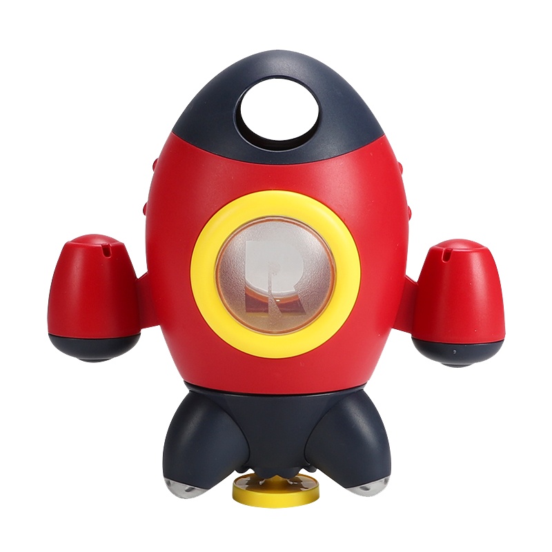 麦巧适(MAQUCC) 儿童动力喷水室内洗澡玩具 可啃咬旋转喷水小火箭花洒 沐浴互动婴儿浴室戏水套装宝宝洗头神器 宝石红