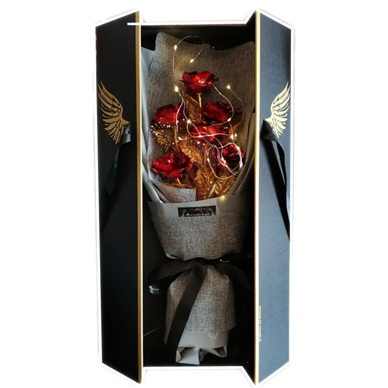 七夕情人节礼物送女朋友生日礼物女生闺蜜老婆创意结婚特别的仿真金箔玫瑰花束礼盒金色玫瑰礼盒装抖音同款东西母亲节礼物送妈妈