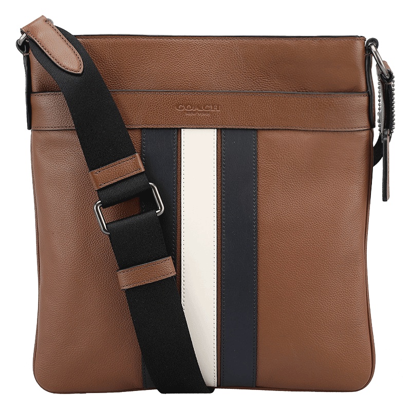 COACH 蔻驰 奢侈品 男士棕色 皮质单肩斜挎包