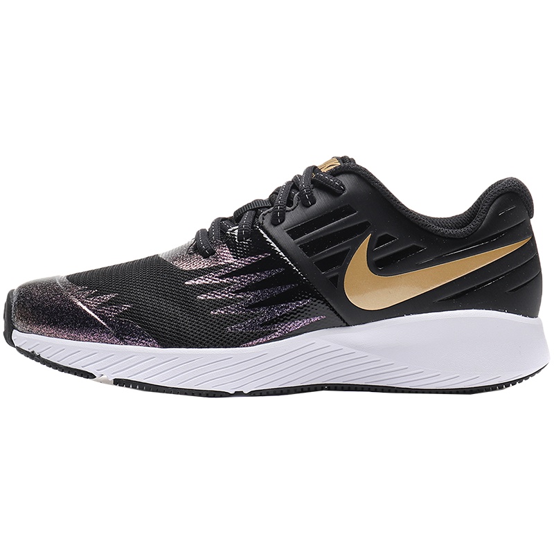 NIKE耐克女大童跑步鞋皮面舒适轻便系带休闲运动鞋AV4488 AV4488-001+金属金黄+ /适合脚长220mm