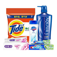 洗护套餐4 (舒客牙膏120g+佳洁士牙膏90g+舒肤佳沐浴露200ml+洗衣粉1.36kg+洗发露)新老包装随机