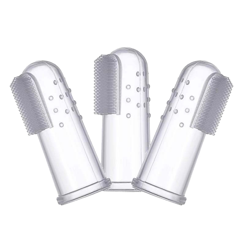 (四只装)三只海狸宝宝乳牙刷婴儿指套刷幼儿软毛硅胶手指刷手指套牙刷