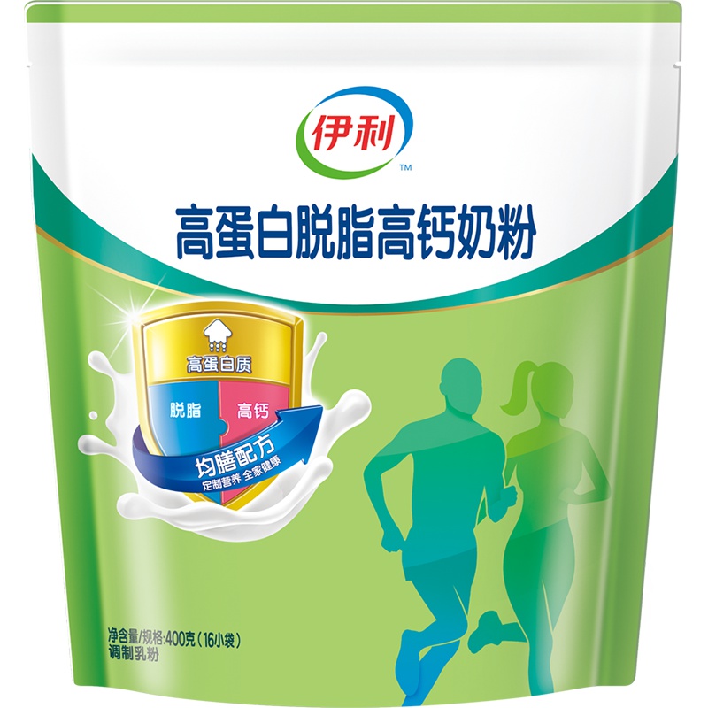 伊利 高蛋白脱脂高钙奶粉400g袋装(成人奶粉)