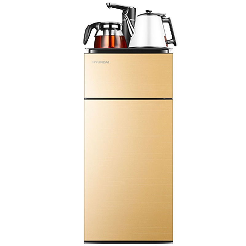 HYUNDAI饮水机家用智能全自动下置水桶小型立式泡茶艺多功能遥控款茶吧机BD-B3冰热型香槟金