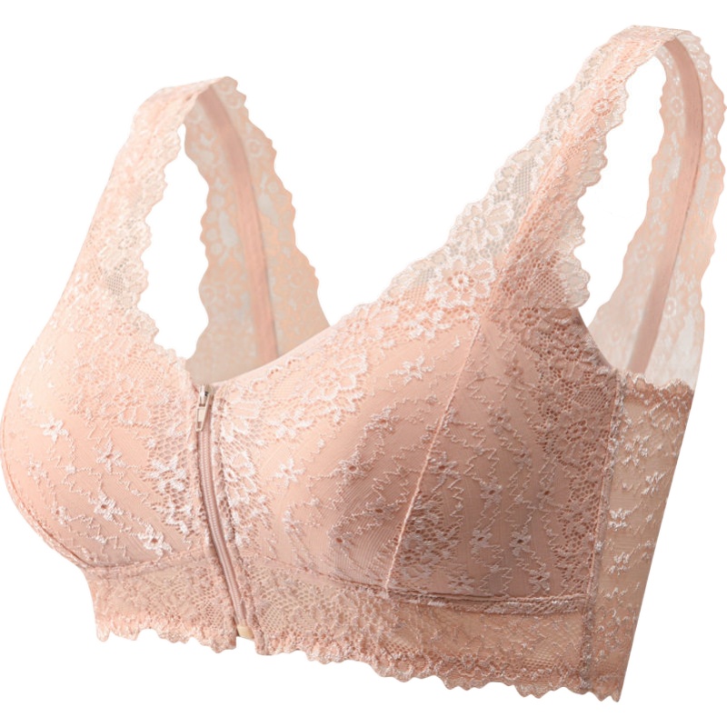 俞兆林秋无钢圈女内衣前扣拉链蕾丝性感美背全罩杯薄款收副乳防下垂文胸