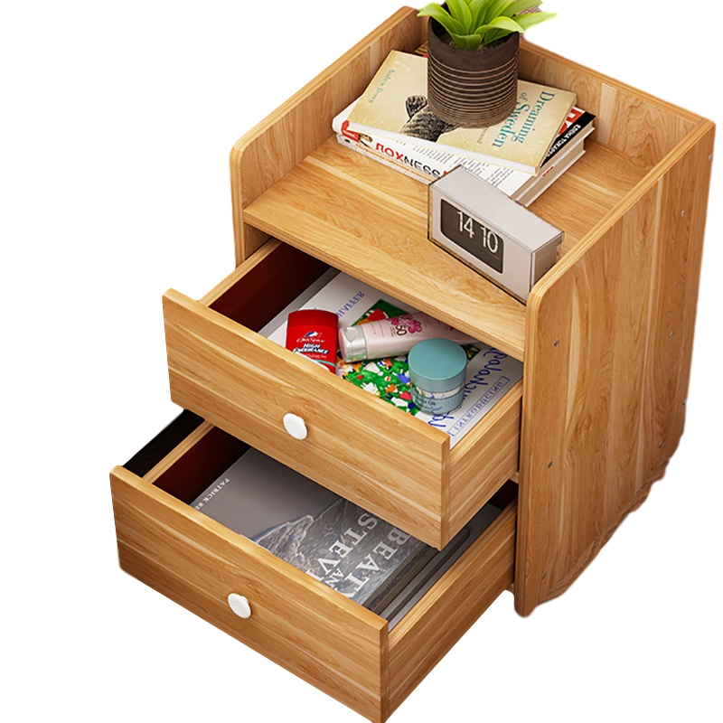 鑫金虎 床头柜简约现代储物柜卧室简易实木抽斗柜北欧床边柜收纳柜两层床头柜