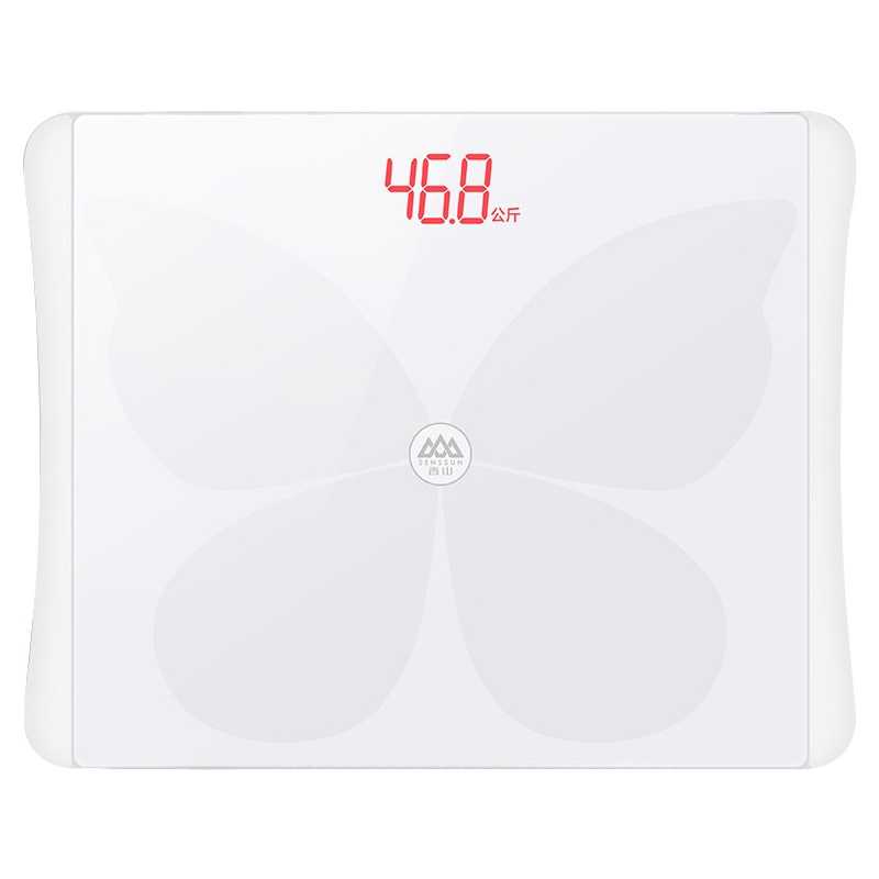 香山电子秤家用精准人体秤体重秤智能健康电子称EB836 包边电池款 轻盈白
