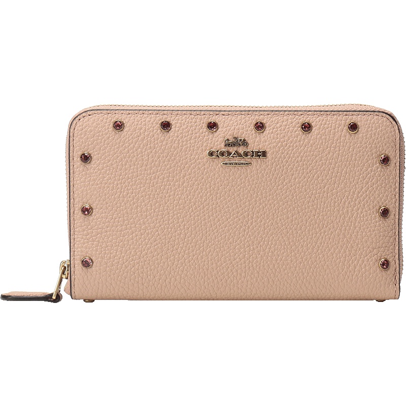 COACH 蔻驰 奢侈品 女士鹅卵石纹皮革中长款钱包钱夹 38868