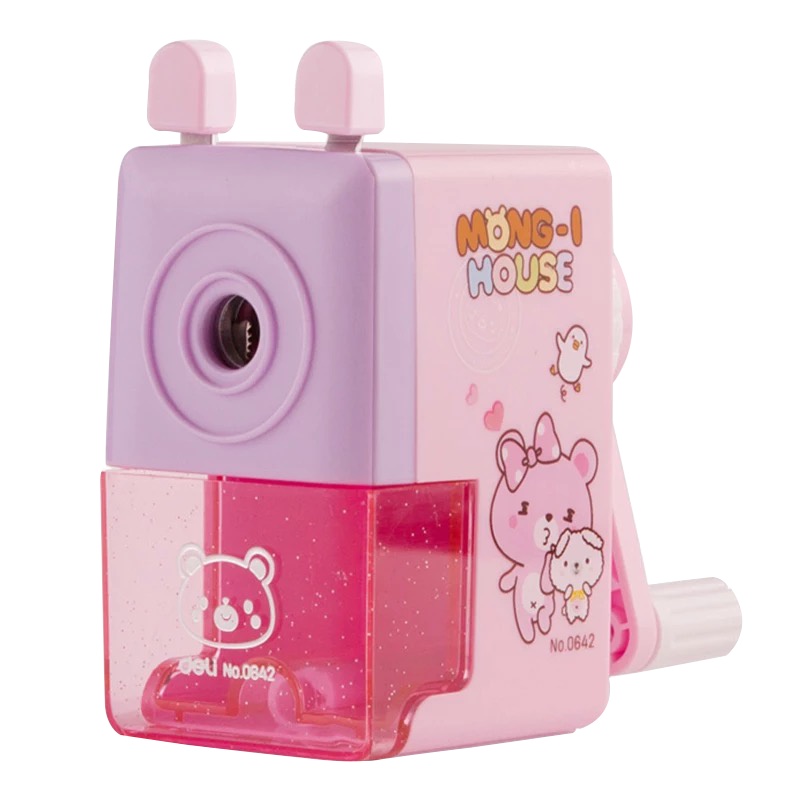 得力卡通削笔机削笔器卷笔刀刨笔刀儿童用学生手摇安全多功能铅笔刀转笔刀三角铅笔转笔机可爱造型自动0642HON