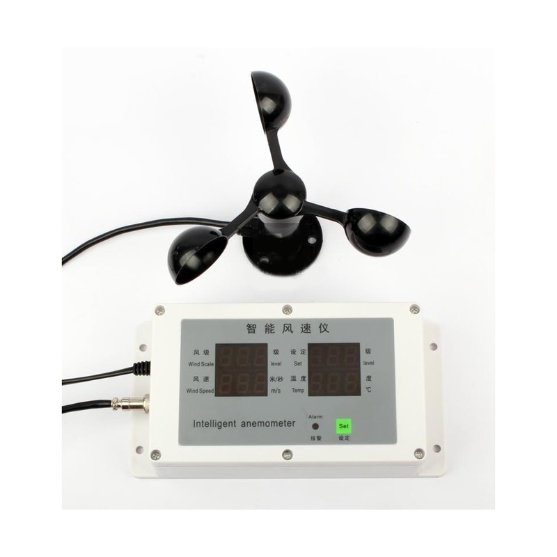 瑞锌 塔吊用风速仪风速计建筑工地气象施工风力风级温度分体式 主机配塑料传感器