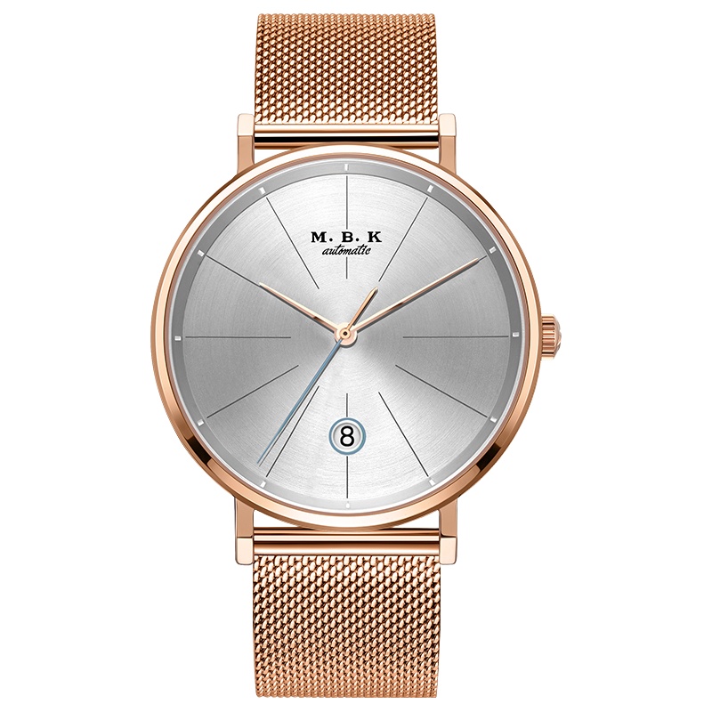M.B.K欧美品牌手表男士全自动机械表 男表时尚简约潮流防水腕表三针单日历表专柜同款表M1002-2