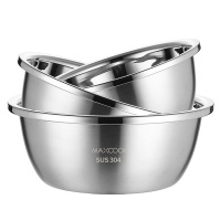 美厨(maxcook)304不锈钢洗菜盆 加大加厚调料盆洗菜盆和面盆味斗套装 不锈钢色洗菜篮 大号三件套MCWA958