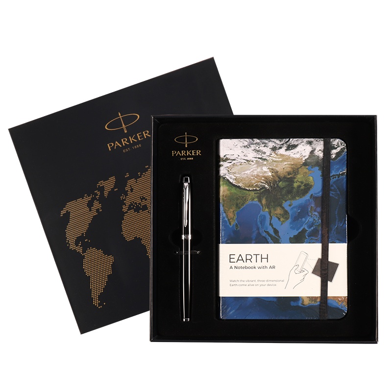 派克(PARKER)签字笔礼盒 IM丽雅黑白夹宝珠笔+NASA AR笔记本礼盒套装